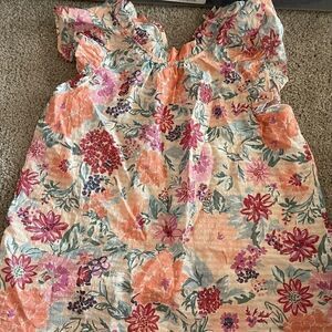 COPY - LOFT Floral Print Pink high neck blouse XS